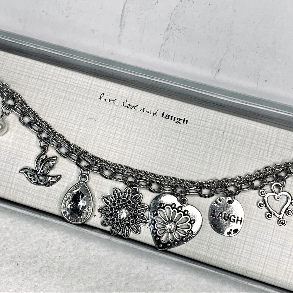 Multi Charm & Rhinestone Embellished Bracelet - Picture 4 of 5